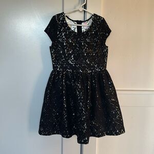 Justice Girl’s Size 10 Black Silver Dress Casual Formal Special Wear Lace EUC